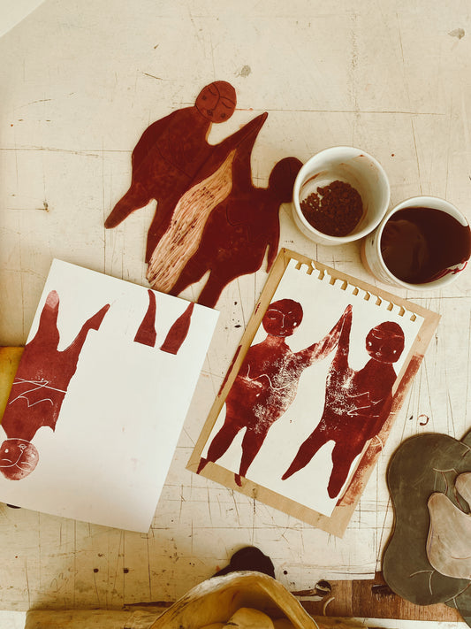 Goddess Lovers | A2 Lino Print